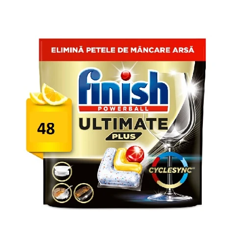 Detergent capsule pentru masina de spalat vase Finish All in one Ultimate Plus Lemon 48 spalari